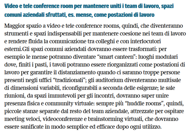 Corriere Economia - Coronavirus, come sarà l’ufficio del futuro? Open space, mense e sale riunioni
